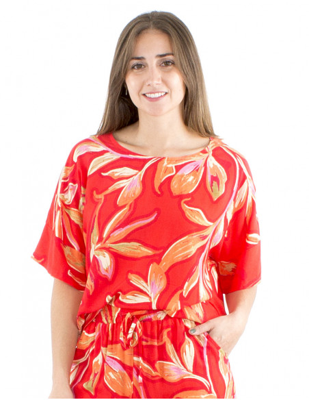 Chemisier bohème ample motif coloré