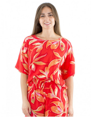 Large cut boho blouse colorful print