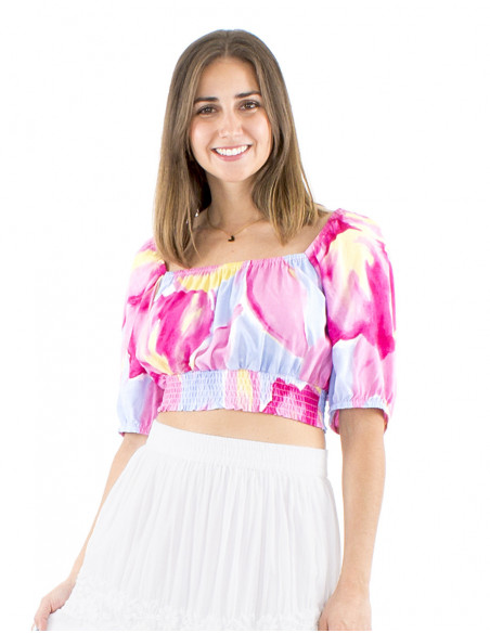 Crop top original motif bohème coloré