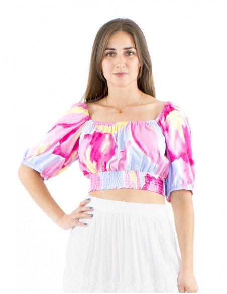 Original crop top colorful boho print