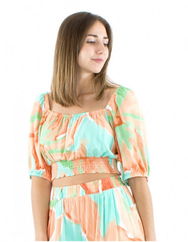 Crop top original motif bohème coloré