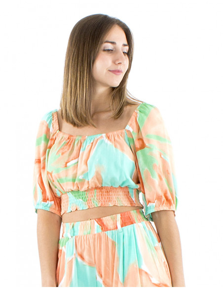 Crop top original motif bohème coloré