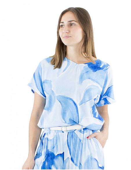 Fluid top round neck orchid pattern