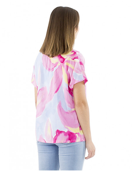 Fluid top round neck orchid pattern