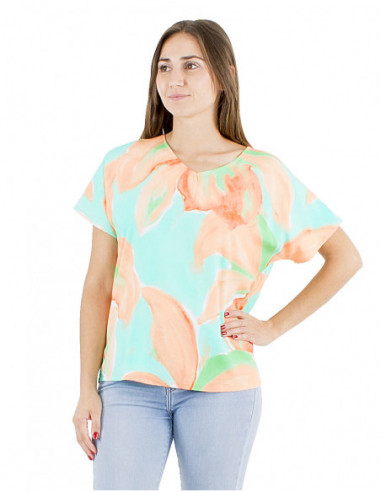 Fluid top round neck orchid pattern