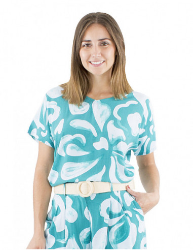 Top fluide motif ethnique original