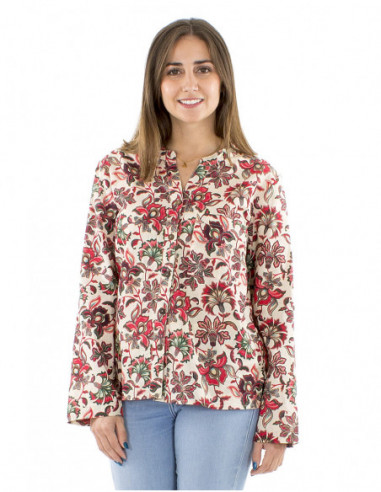Chemisier bohème coton motif fleuri