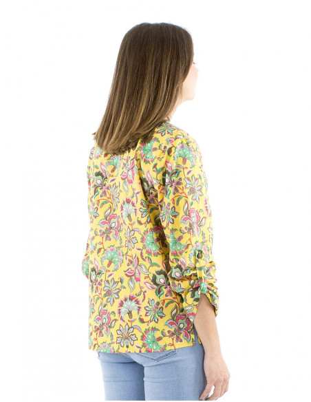Boho cotton blouse flowery pattern