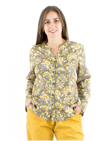 Boho cotton blouse flowery pattern