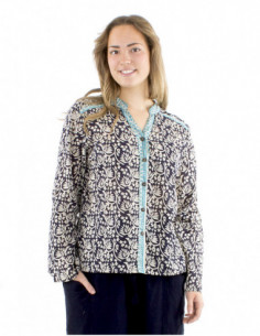 Chemisier coton motif ethnique indien