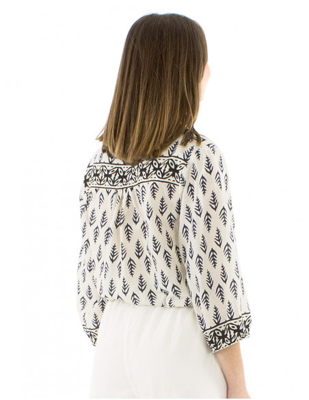 Cotton blouse ethnic pattern and laces