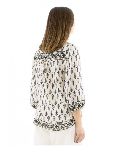 Cotton blouse ethnic pattern and laces