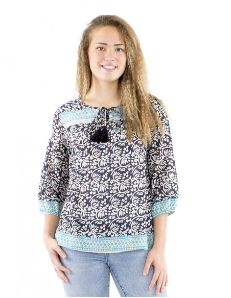 Cotton blouse ethnic pattern and laces