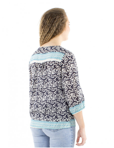 Cotton blouse ethnic pattern and laces