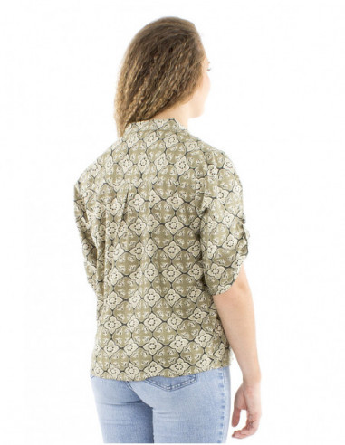 Ethnic cotton blouse adjustable sleeves