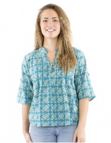 Ethnic cotton blouse adjustable sleeves