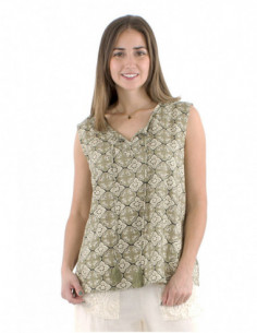 Top ethnique en coton avec liens 2