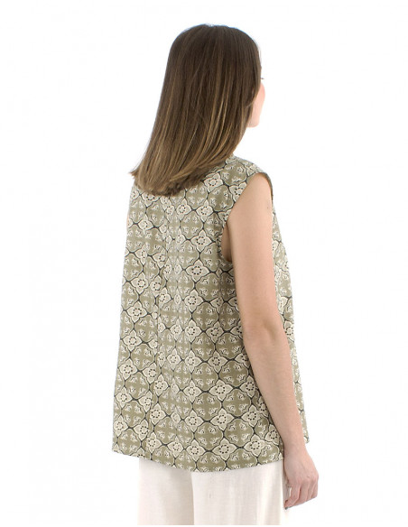 Top ethnique large en coton avec liens