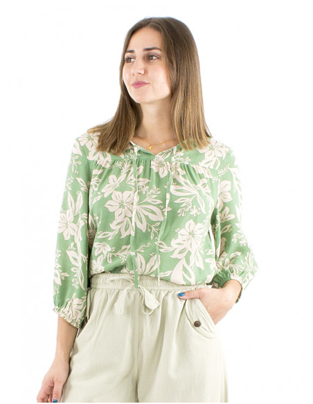 Original boho blouse tropical pattern