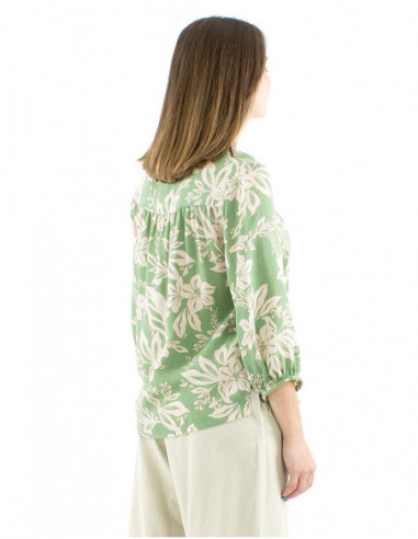 Original boho blouse tropical pattern