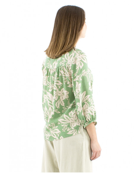 Original boho blouse tropical pattern