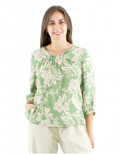 Original boho blouse tropical pattern