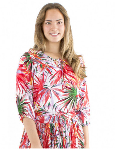 Chemisier tropical coloré avec liens