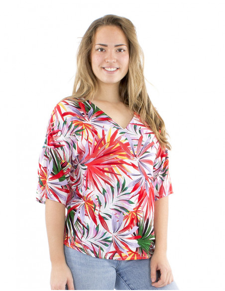 Chemisier manches 3/4 tropical