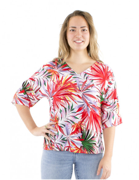 Tropical 3/4 sleeves blouse