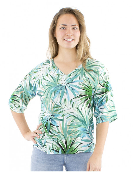 Tropical 3/4 sleeves blouse