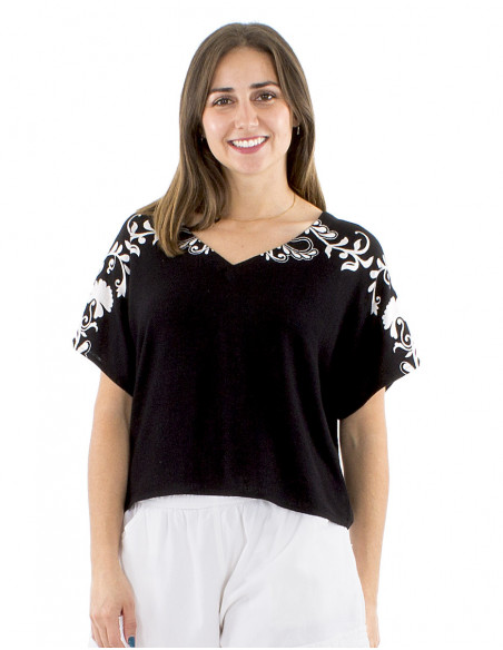 Top bohème original motif arabesques