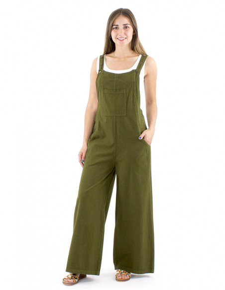 Cotton overall plain fabric with pockets