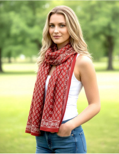 Oversized boho cotton scarf ethnic print