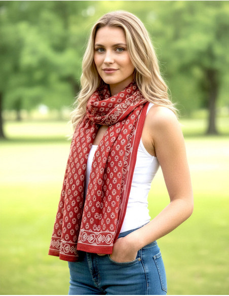 Oversized boho cotton scarf ethnic print