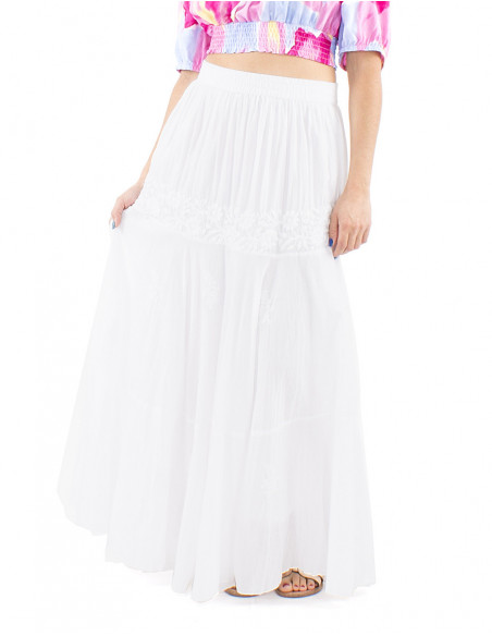 Hand embroidered cotton boho skirt
