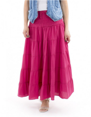 Long boho cotton skirt with ruffles