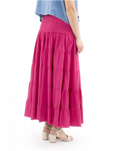 Long boho cotton skirt with ruffles