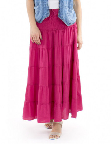 Long boho cotton skirt with ruffles