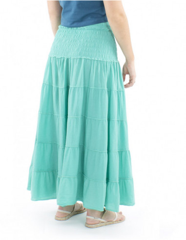 Long boho cotton skirt with ruffles