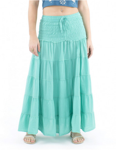 Long boho cotton skirt with ruffles