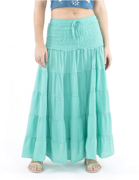 Long boho cotton skirt with ruffles
