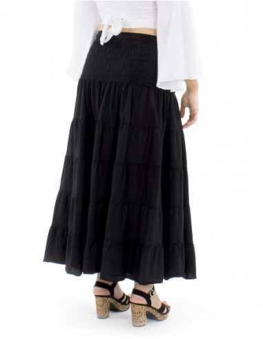 Long boho cotton skirt with ruffles