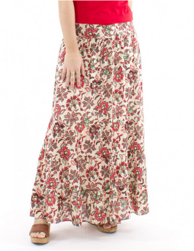 Jupe longue à fleurs taille élastique