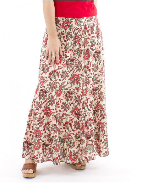 Jupe longue à fleurs taille élastique