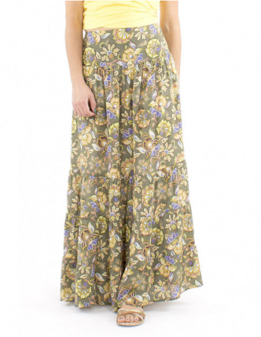 Jupe longue à fleurs taille élastique