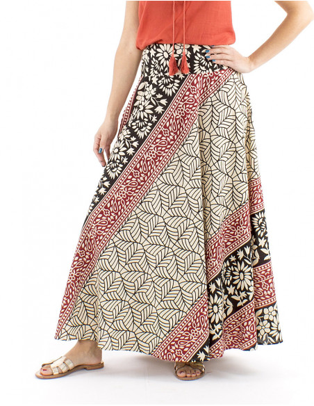 Afrohemian cotton skirt elastic waist