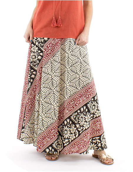 Afrohemian cotton skirt elastic waist