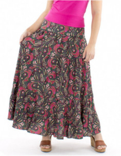 Jupe longue motif sari avec volants 2