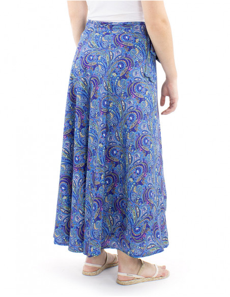Jupe longue portefeuille motif indien