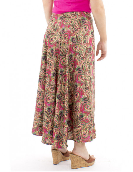 Jupe longue portefeuille motif indien